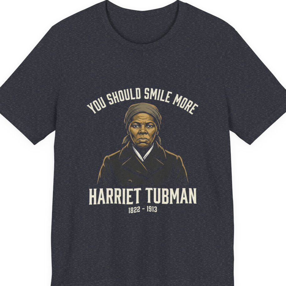 You Should Smile More Harriet Premium Tee - Heather Navy front