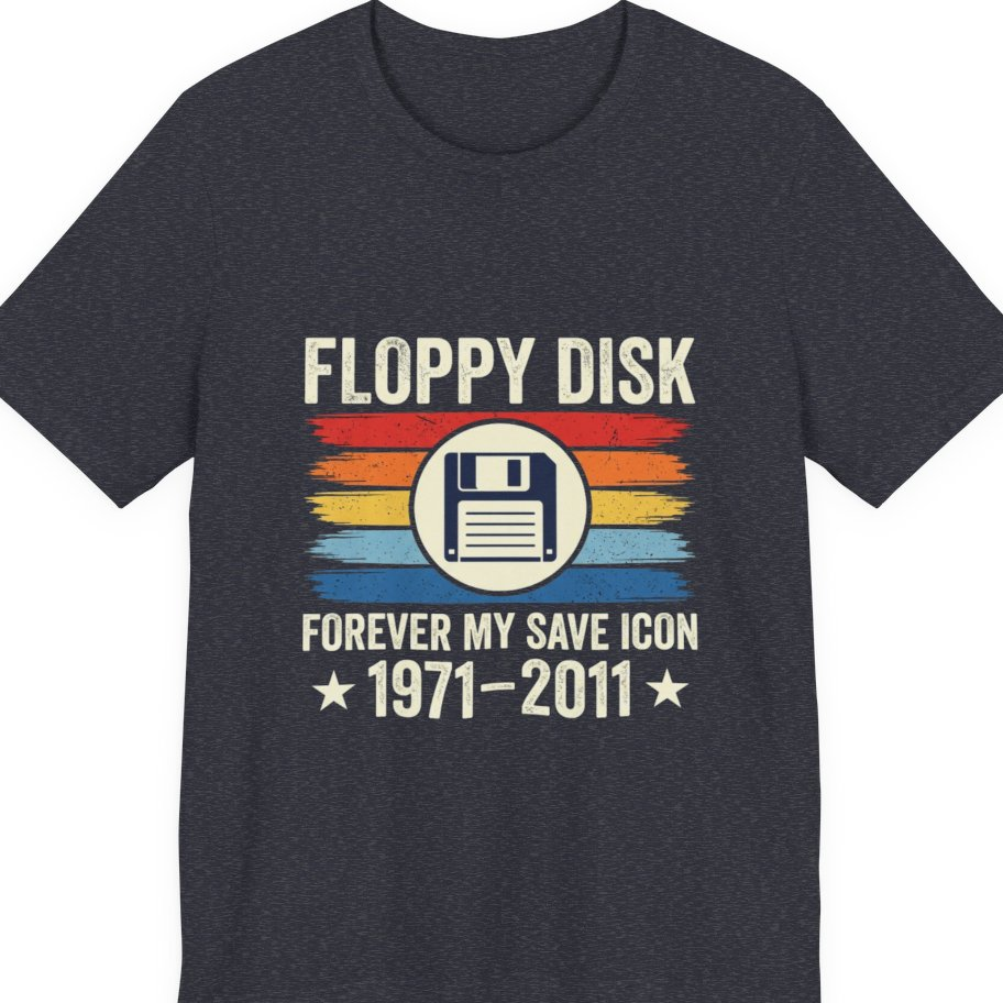 Floppy Disk Memorial Premium Tee - Heather Navy front