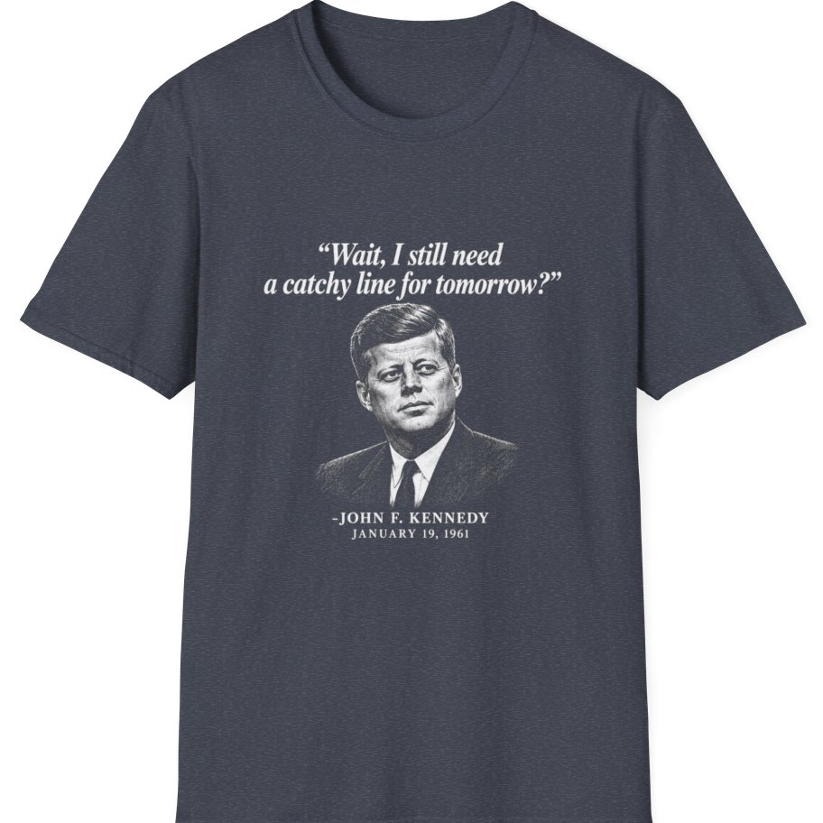 Kennedy Catchy Line Inaugural T-Shirt - Heather Navy front