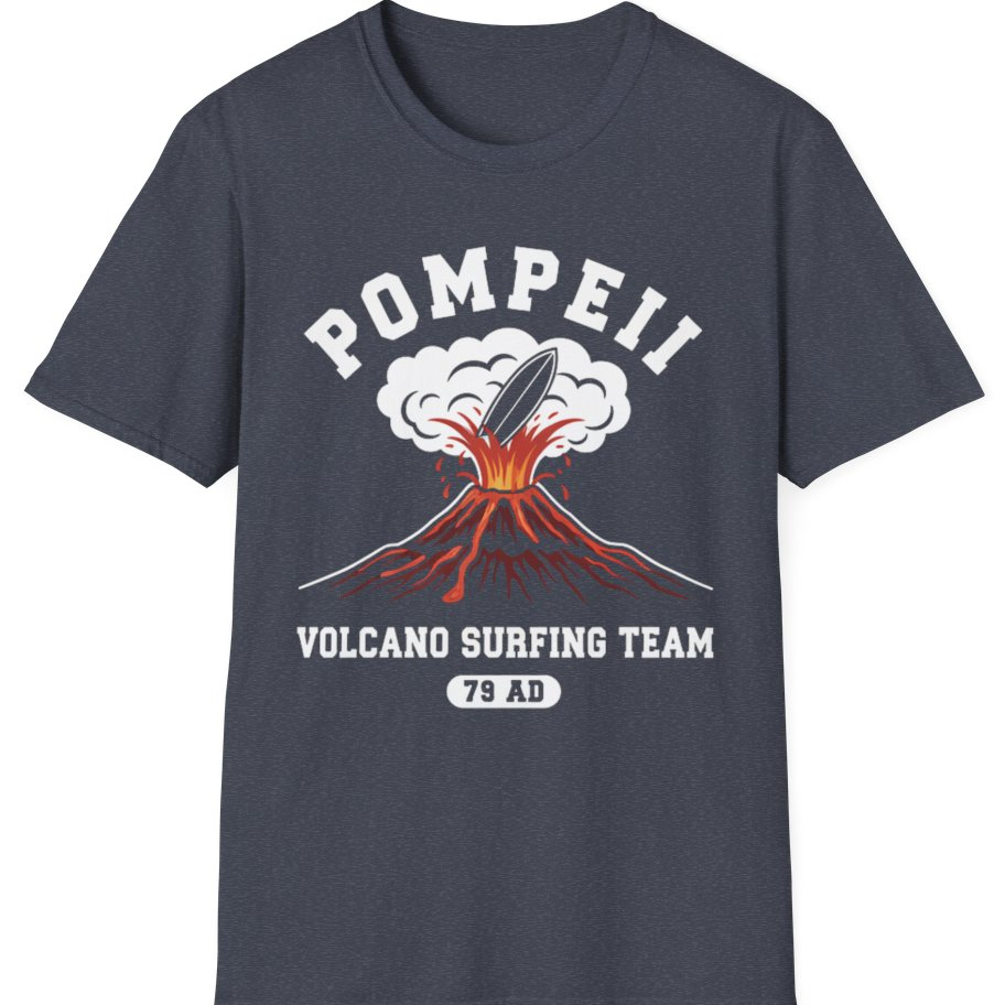 Pompeii Volcano Surfing Team T-Shirt - Heather Navy front