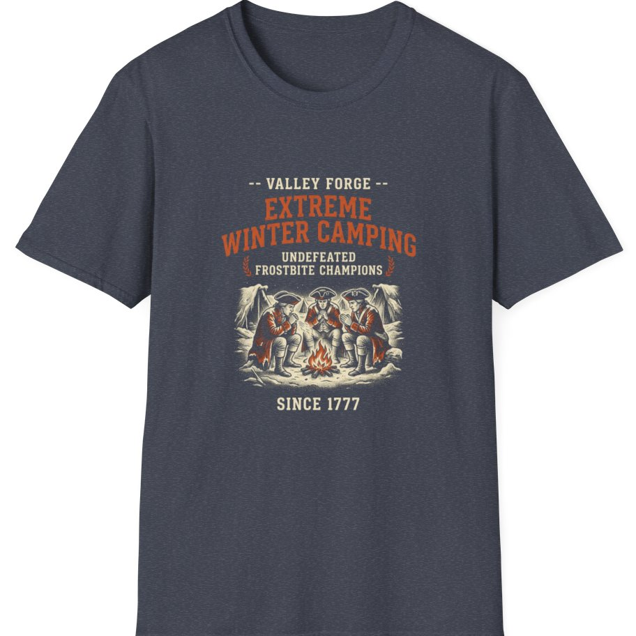 Valley Forge Winter Camping T-Shirt - Heather Navy front