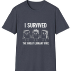 I Survived The Great Library T-Shirt - Heather Navy front