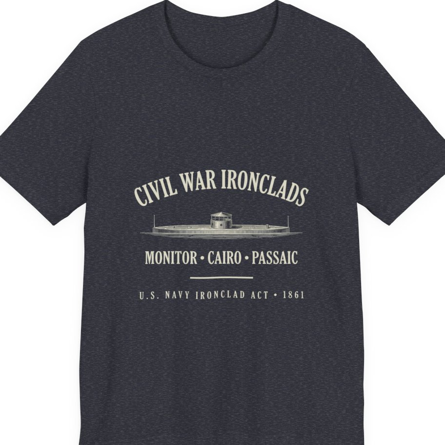 Civil War River Ironclads Premium Tee - Heather Navy front