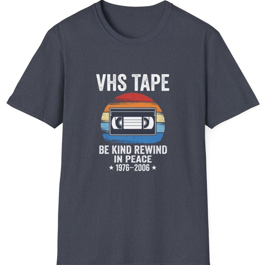 Vhs Tape Memorial T-Shirt - Heather Navy front