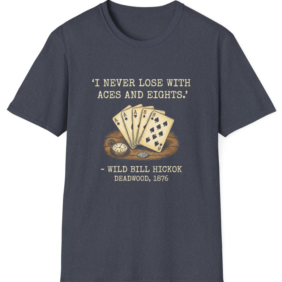 Dead Mans Hand Poker T-Shirt - Heather Navy front