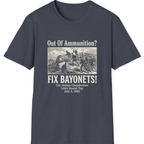 Out of Ammunition Fix Bayonets T-Shirt - Heather Navy front