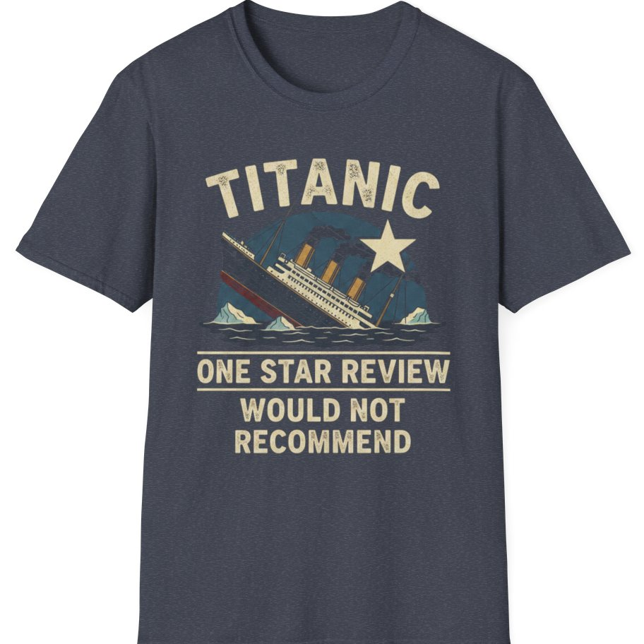 Titanic One Star Review T-Shirt - Heather Navy front