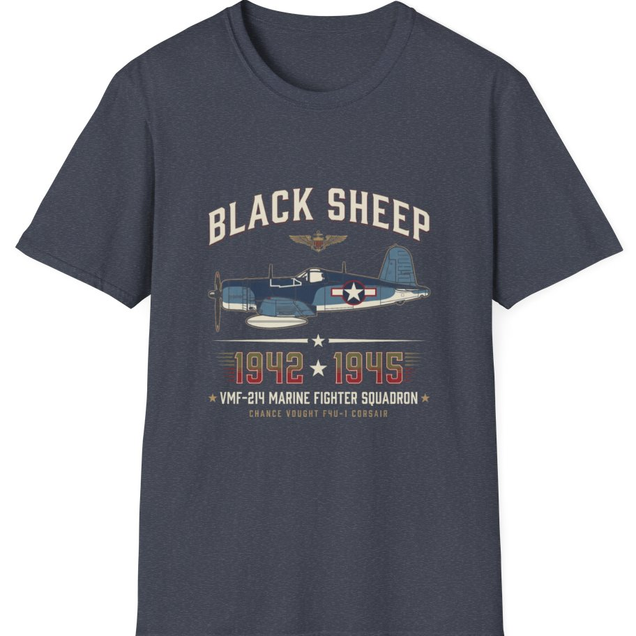 Black Sheep Squadron Crest T-Shirt - Heather Navy front
