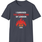 I Survived The Great Fire T-Shirt - Heather Navy front