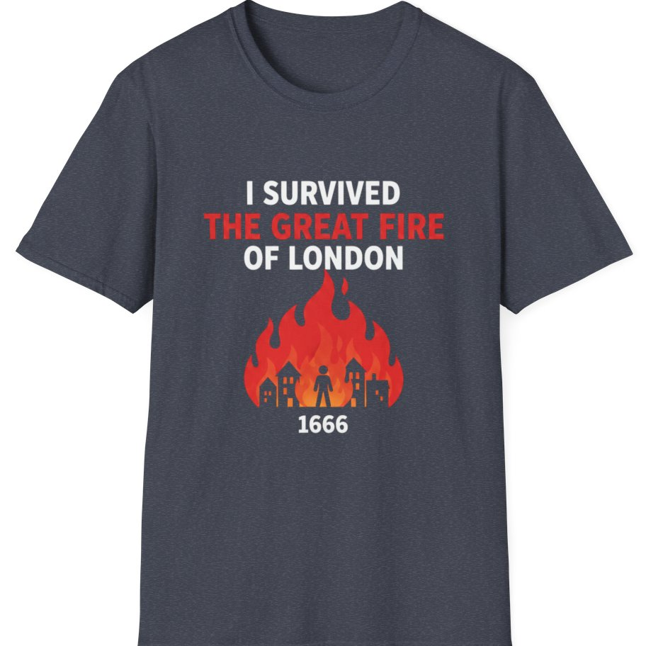 I Survived The Great Fire T-Shirt - Heather Navy front