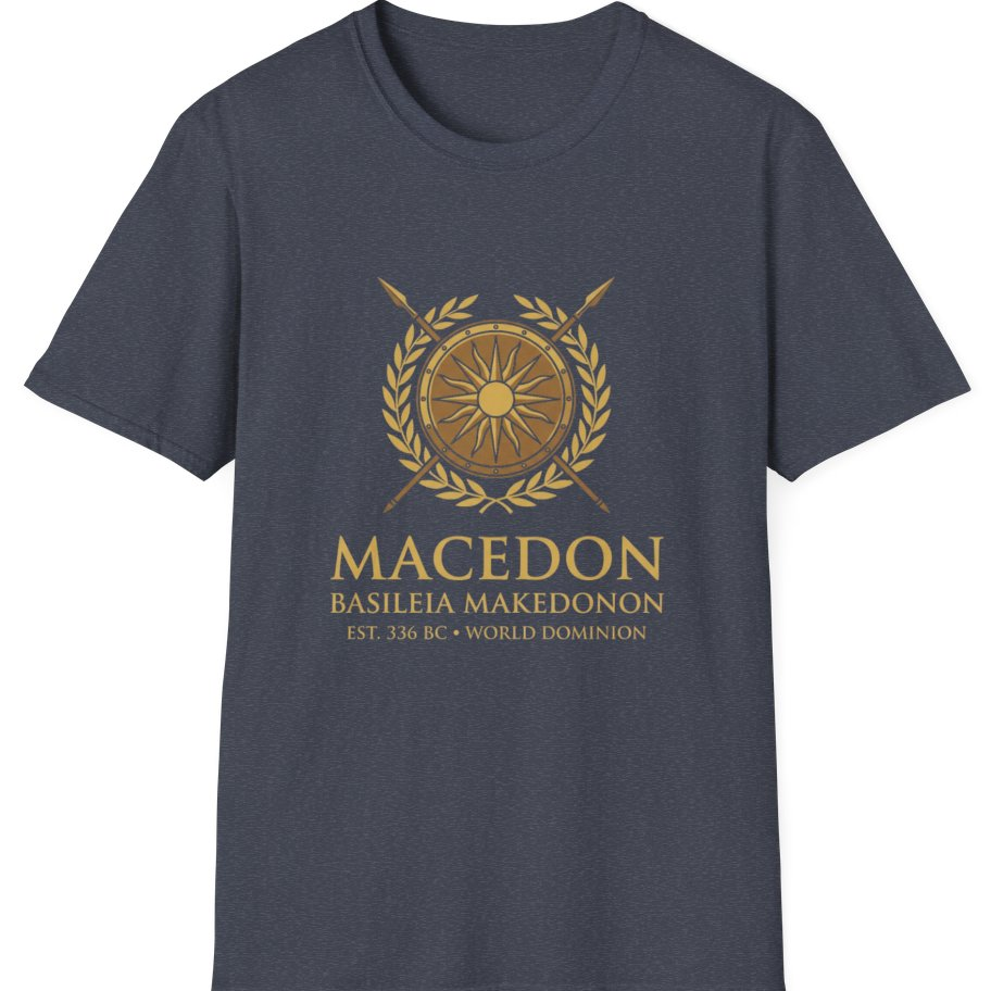 Macedonian Empire Crest T-Shirt - Heather Navy front