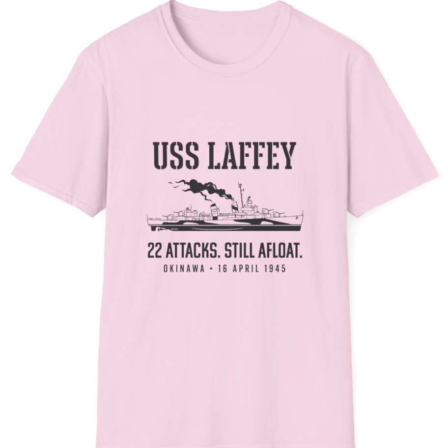 Uss Laffey Okinawa Destroyer T-Shirt - Light Pink front