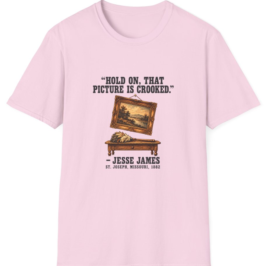 Jesse James Crooked Picture T-Shirt - Light Pink front