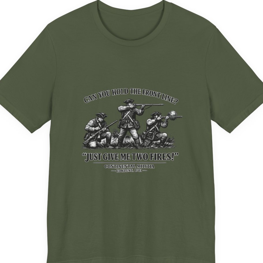 Continental Militia Two Fires Cowpens Premium Tee - Military Green front