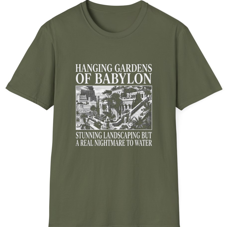 Hanging Gardens Landscaping T-Shirt - Military Green front