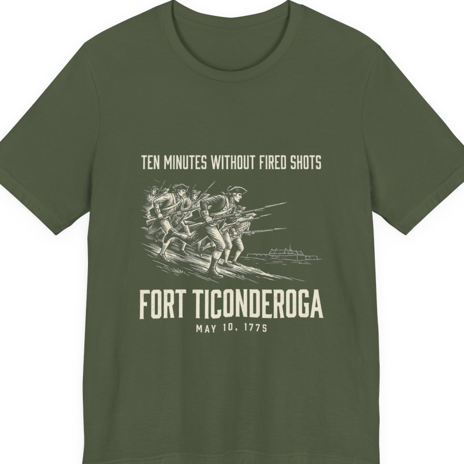 Fort Ticonderoga Ten Minutes Premium Tee - Military Green front