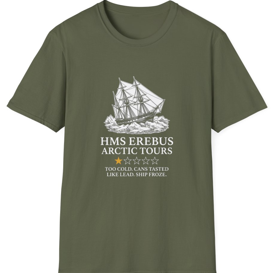 Hms Erebus Arctic Tours T-Shirt - Military Green front