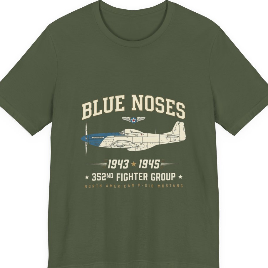 Blue Nosed Fighter Group Premium Tee - Military Green front