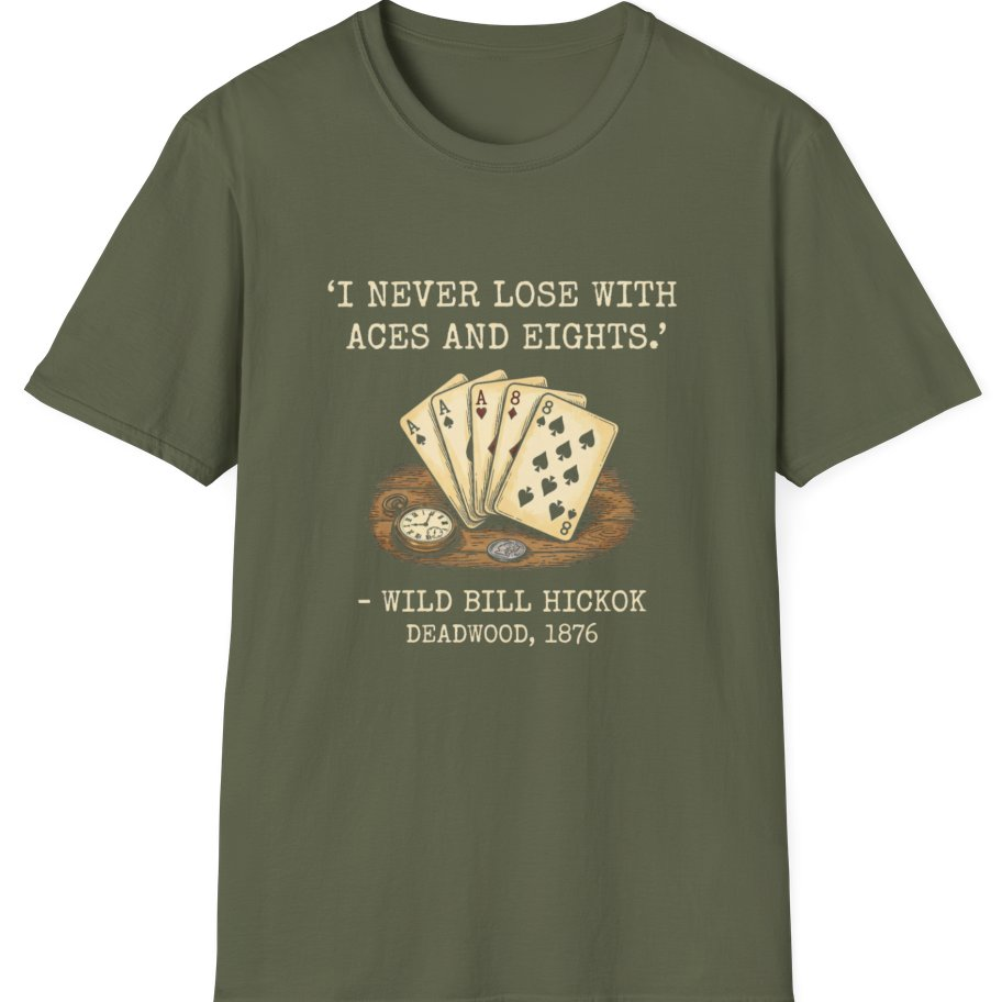 Dead Mans Hand Poker T-Shirt - Military Green front