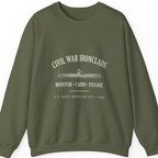Civil War River Ironclads Sweatshirt - Military Green front