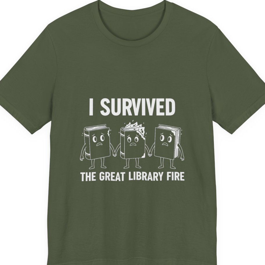 I Survived The Great Library Premium Tee - Military Green front
