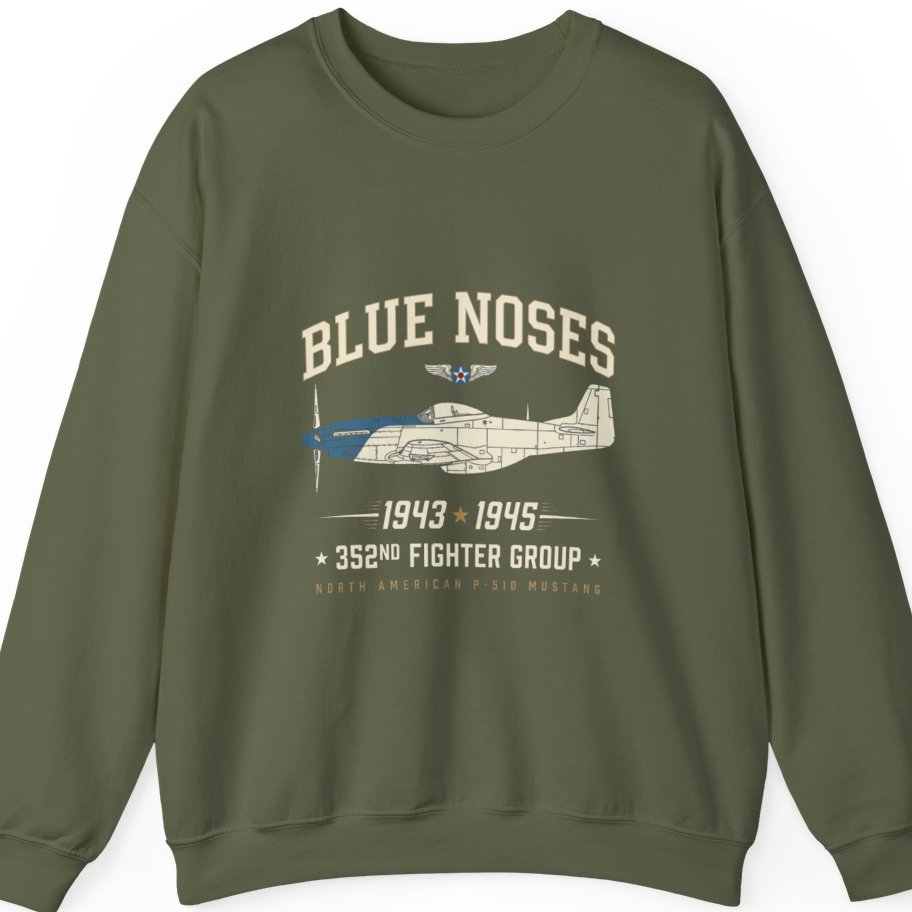 Blue Nosed Fighter Group Sweatshirt - Military Green front