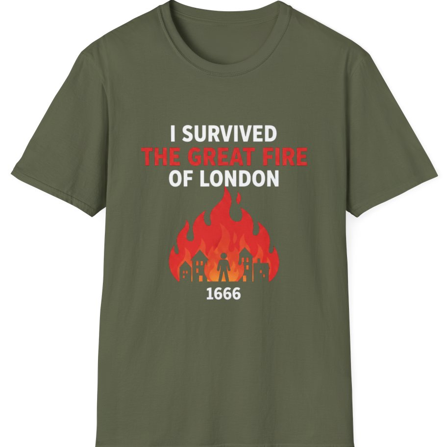 I Survived The Great Fire T-Shirt - Military Green front