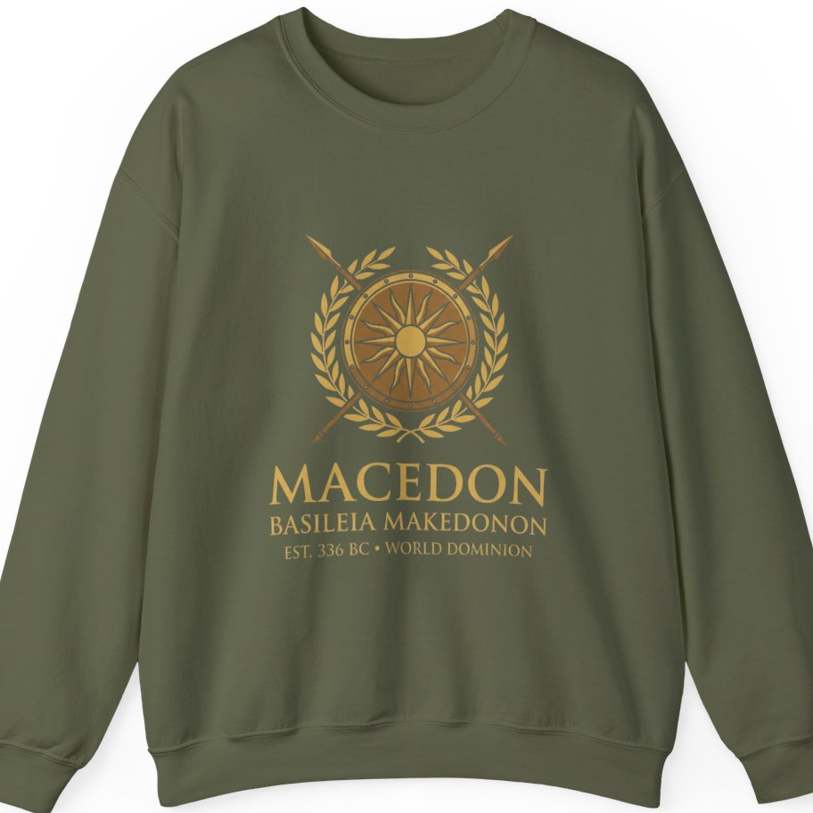 Macedonian Empire Crest Sweatshirt - Military Green front