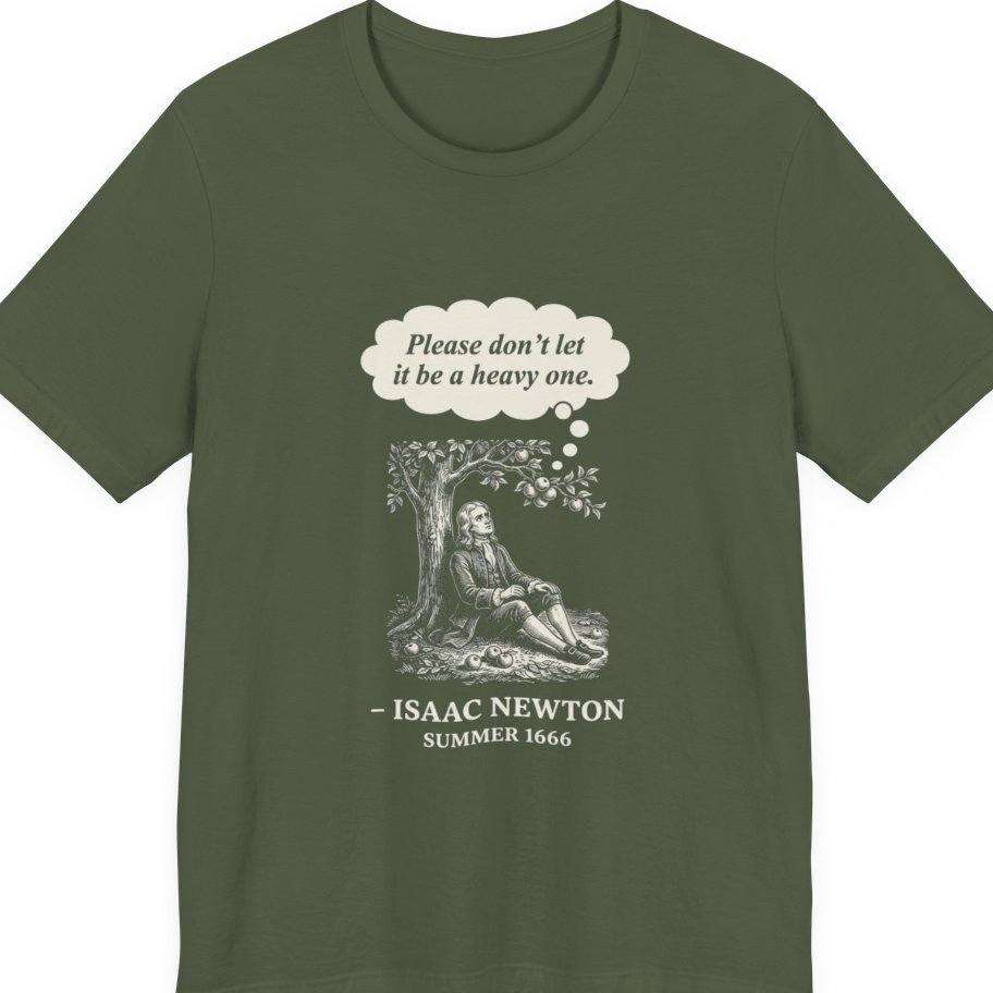 Newton Gravity Anxiety Premium Tee - Military Green front