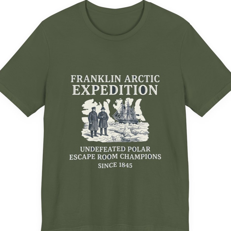Franklin Arctic Expedition Escape Room Premium Tee - Military Green front