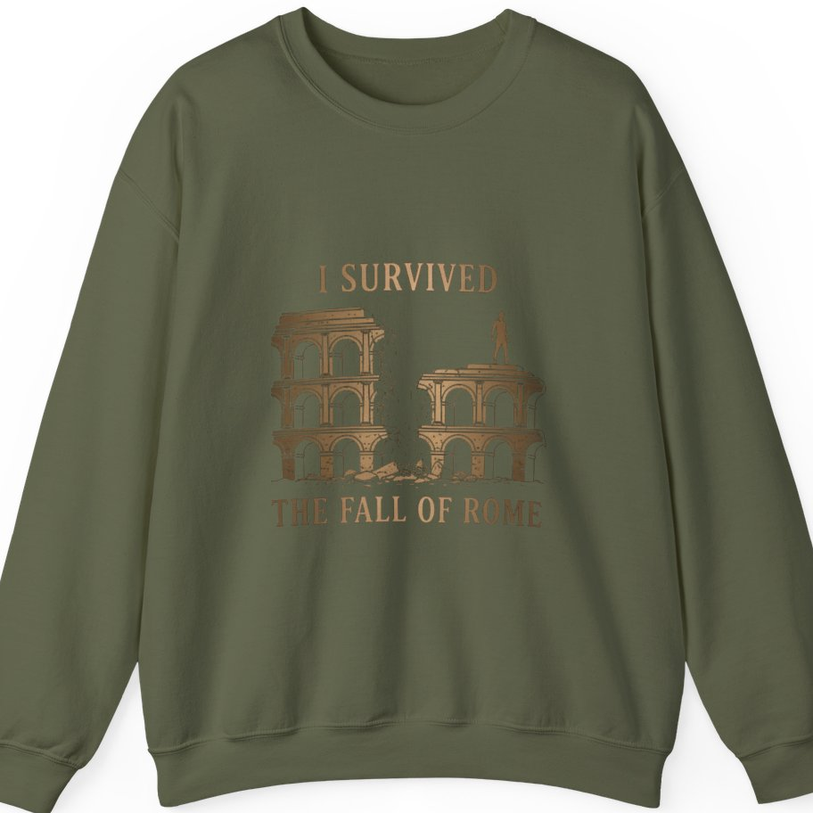I Survived The Fall of Sweatshirt - Military Green front
