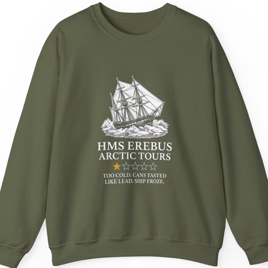 Hms Erebus Arctic Tours T-Shirt - Military Green front