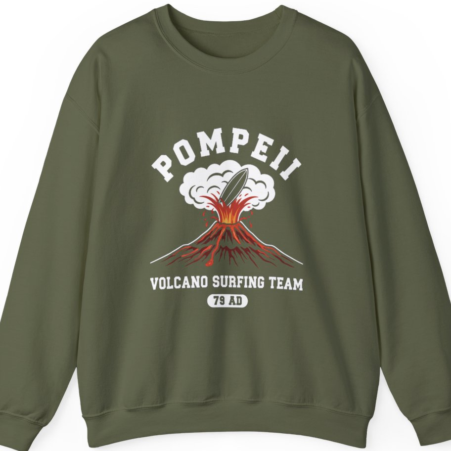 Pompeii Volcano Surfing Team Sweatshirt - Military Green front