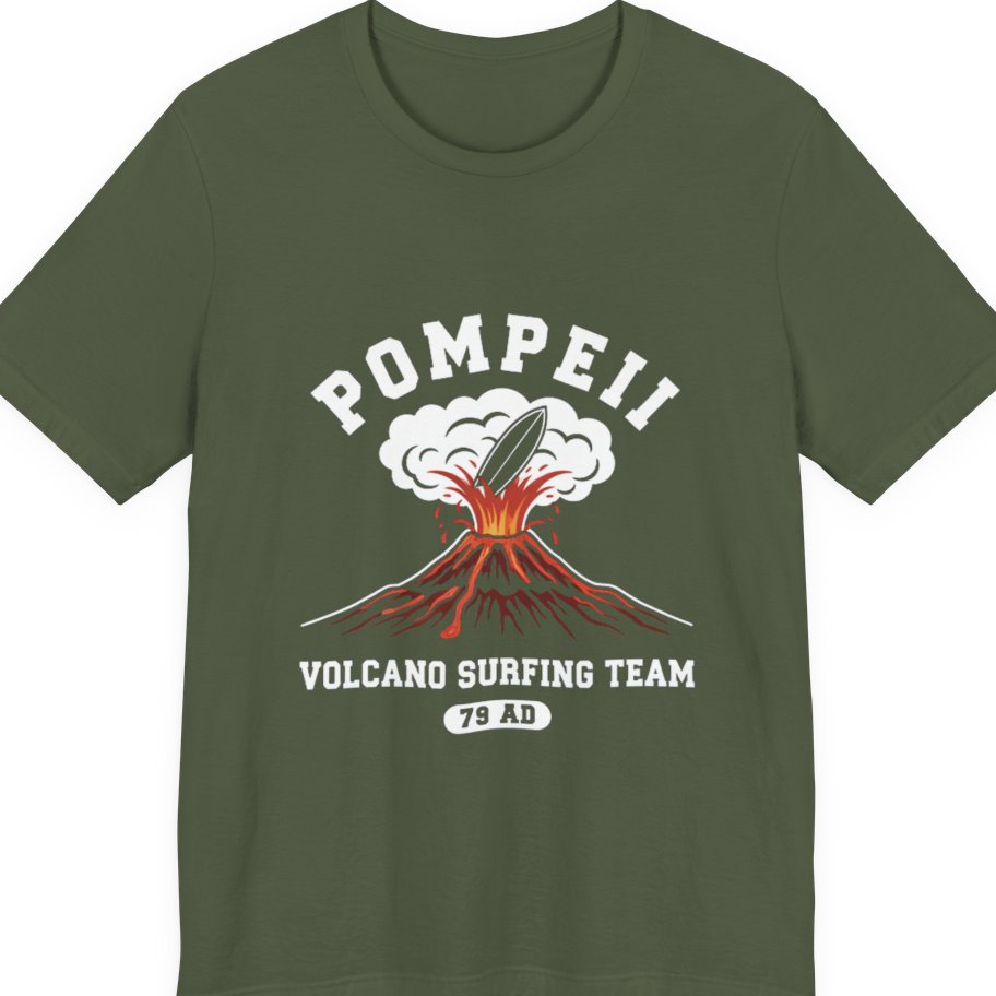 Pompeii Volcano Surfing Team Premium Tee - Military Green front