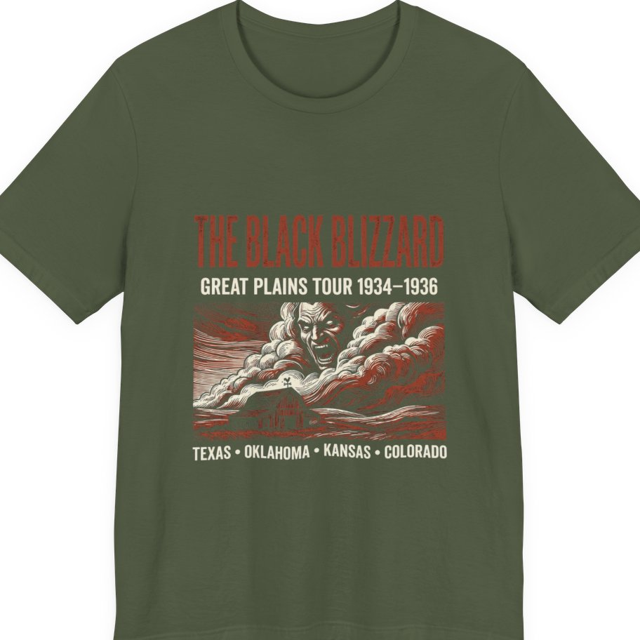 Black Blizzard Dust Tour Premium Tee - Military Green front