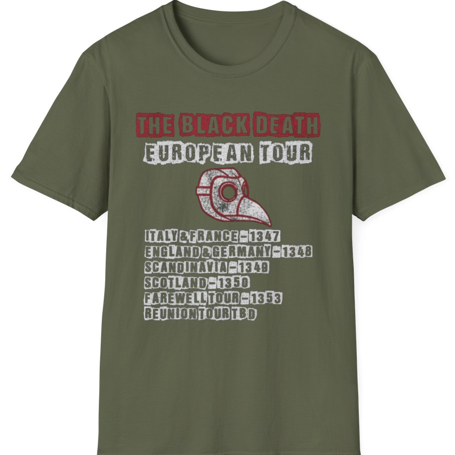 The Black Death European Tour T-Shirt - Military Green front