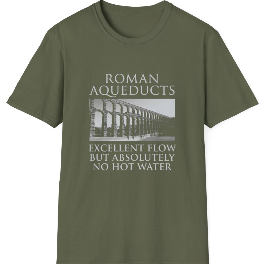 Roman Aqueducts Service Review T-Shirt - Military Green front