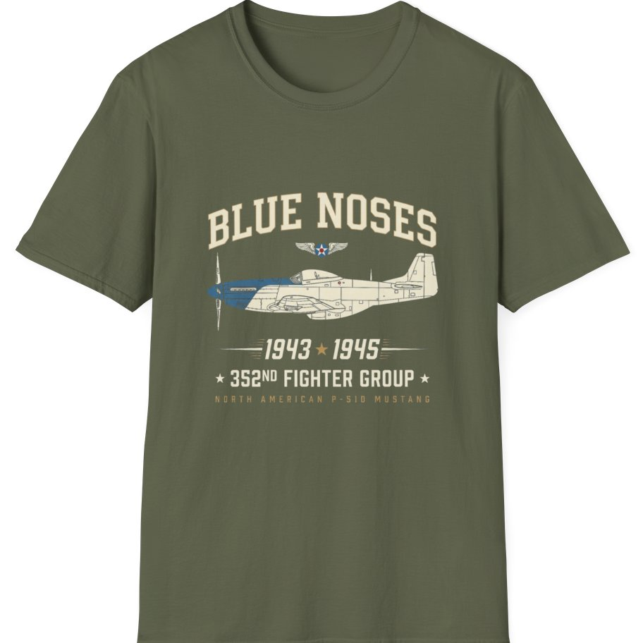 Blue Nosed Fighter Group T-Shirt - Military Green front