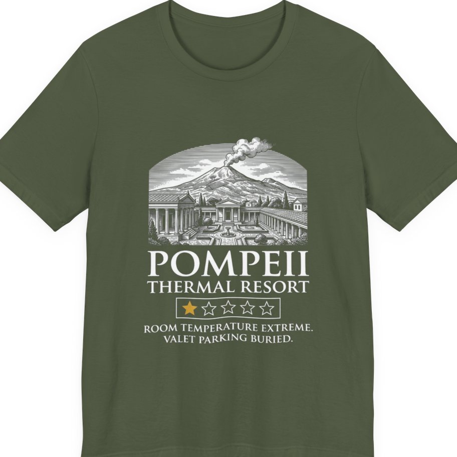 Pompeii Thermal Resort Premium Tee - Military Green front