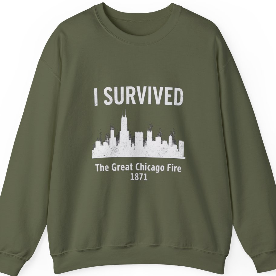 I Survived The Great Chicago Sweatshirt - Military Green front