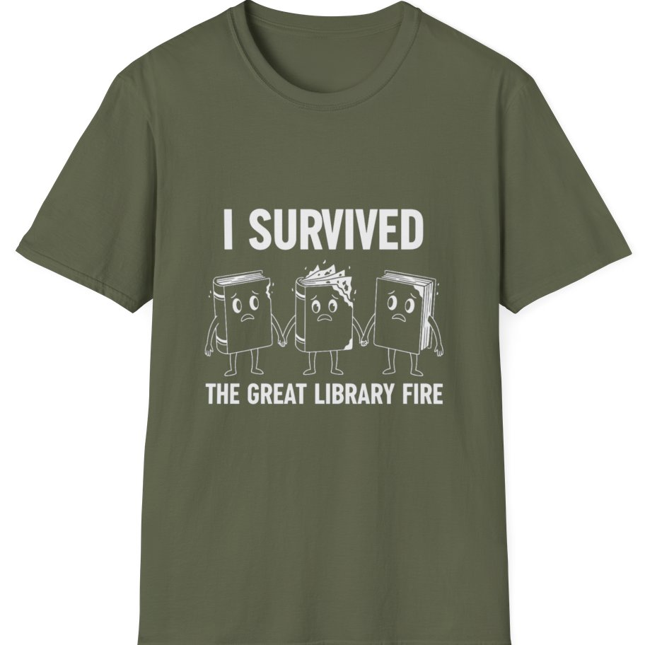 I Survived The Great Library T-Shirt - Military Green front