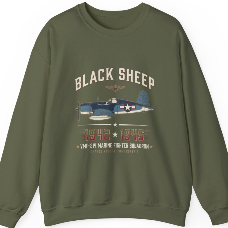 Black Sheep Squadron Crest Sweatshirt - Military Green front