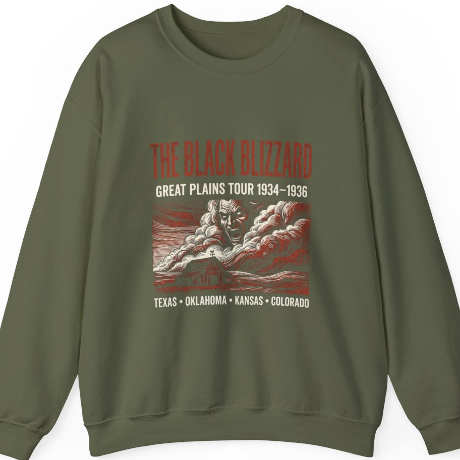 Black Blizzard Dust Tour Sweatshirt - Military Green front