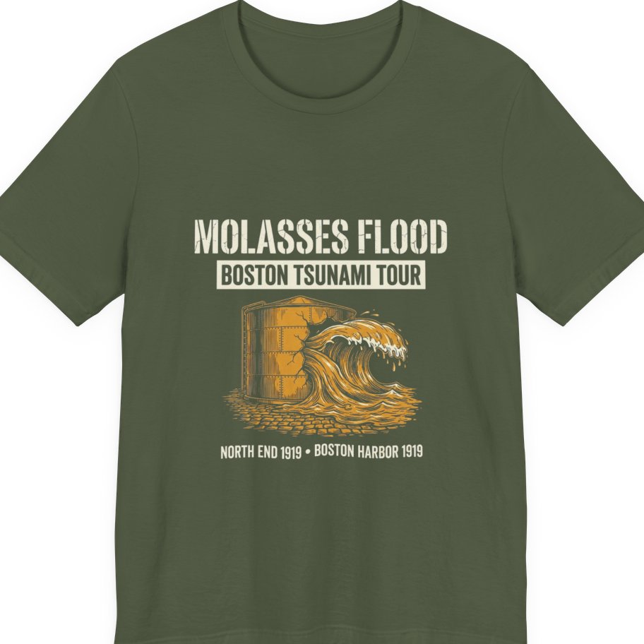 Boston Molasses Flood Tour Premium Tee - Military Green front