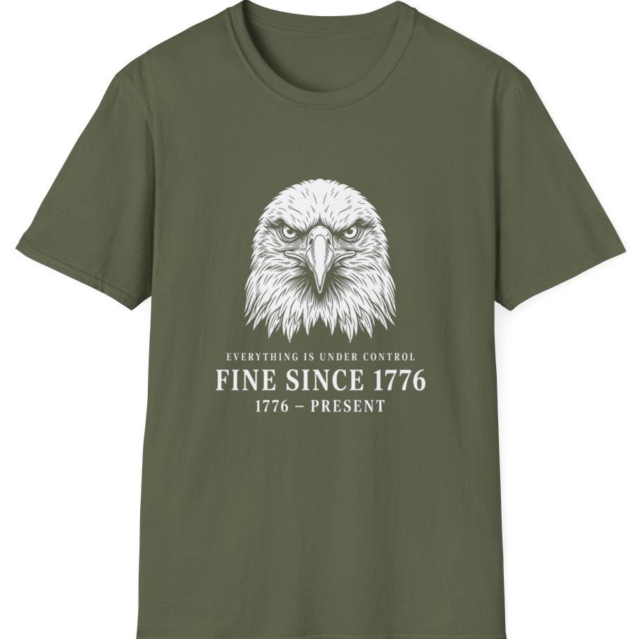 Stressed Eagle Fine Since T-Shirt - Military Green front