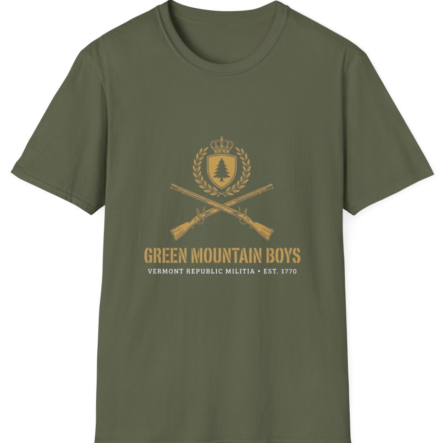Green Mountain Boys Crest T-Shirt - Military Green front