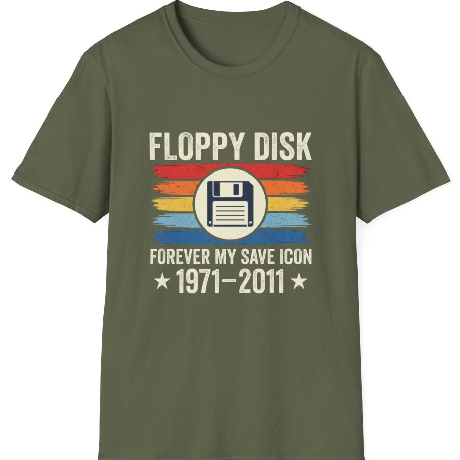 Floppy Disk Memorial T-Shirt - Military Green front