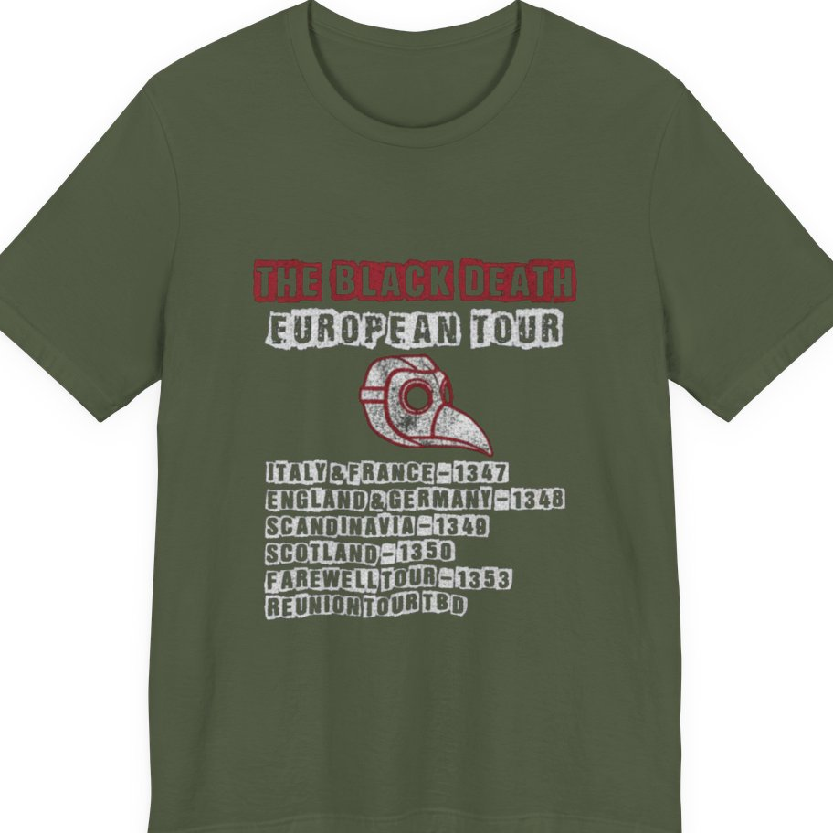 The Black Death European Tour Premium Tee - Military Green front