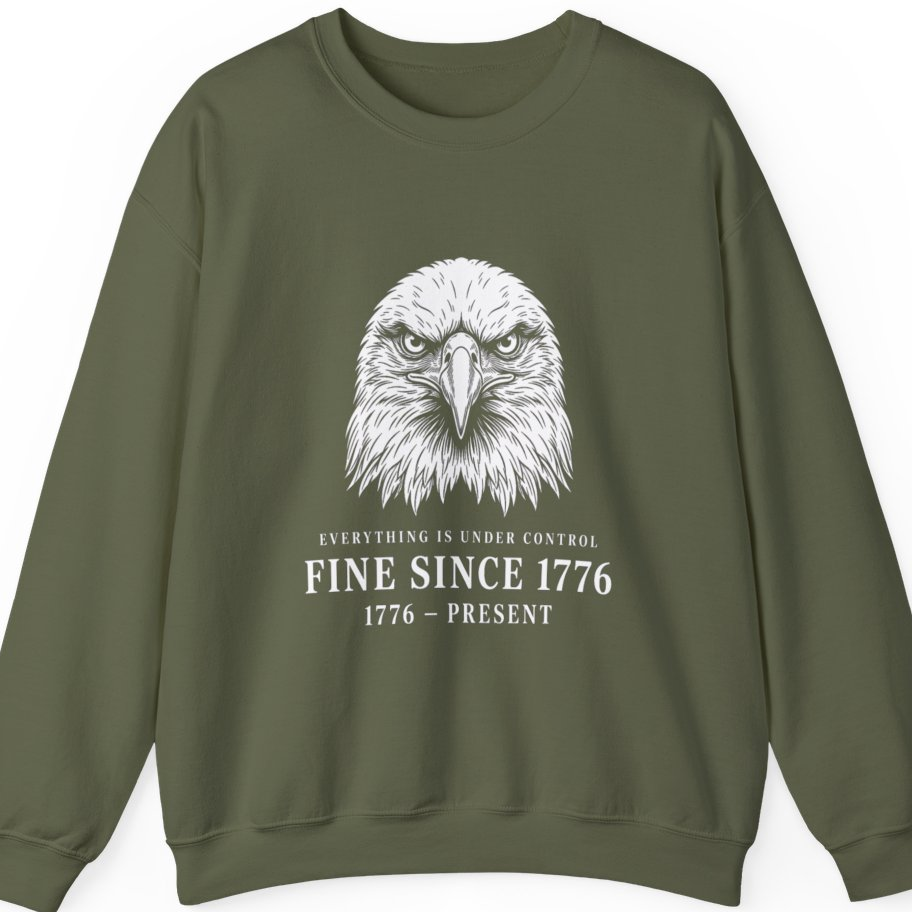 Stressed Eagle Fine Since T-Shirt - Military Green front