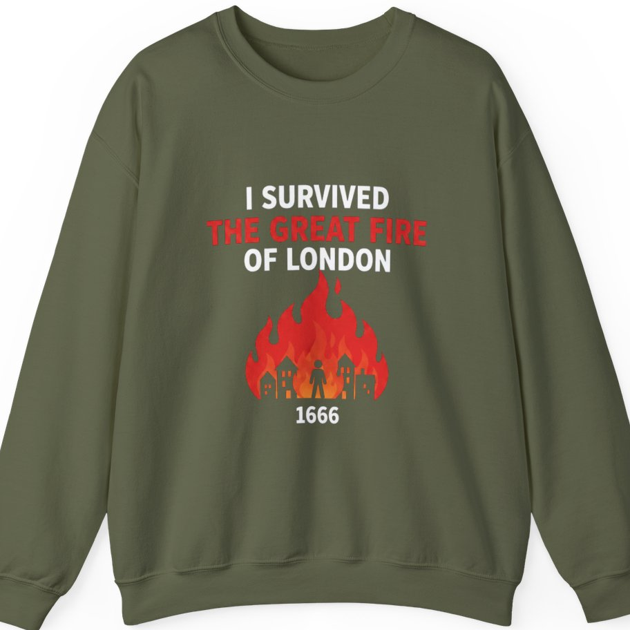 I Survived The Great Fire Sweatshirt - Military Green front